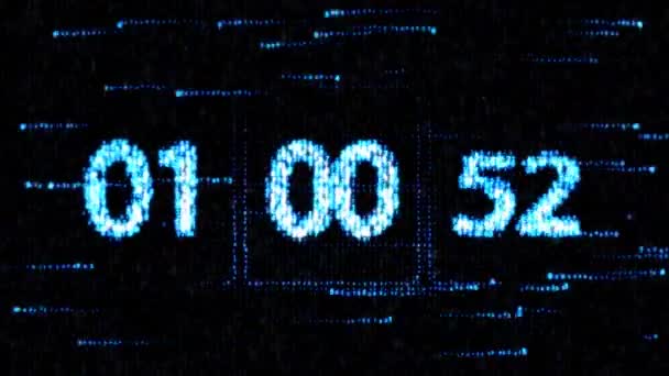 Klokken worden ingesteld om 01:00 een nieuwe aftelprocedure beginnen. Het aftellen op het computerscherm. Nul countdown — Stockvideo