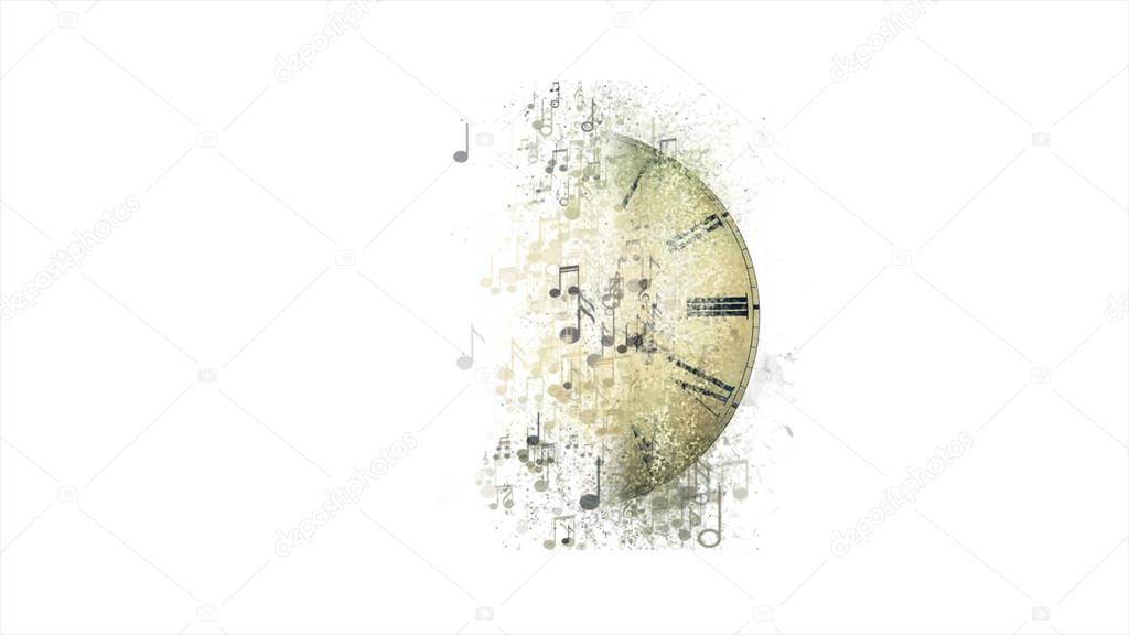 Musical clock. Abstract musical background