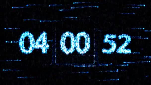 Die Uhren werden um 04: 00 Uhr gestellt und ein neuer Countdown gestartet. der Countdown auf dem Computerbildschirm. Null-Countdown — Stockvideo