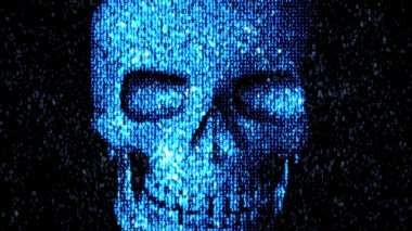 Internet tehlikede. Kötü amaçlı kod hacker. Kafatası
