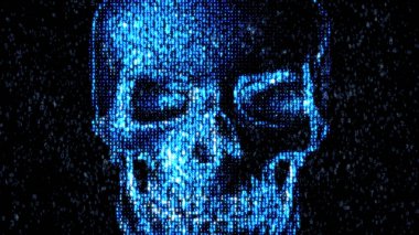 Internet tehlikede. Kötü amaçlı kod hacker. Kafatası