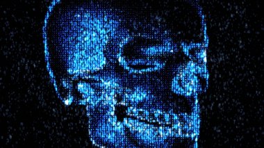 Internet tehlikede. Kötü amaçlı kod hacker. Kafatası