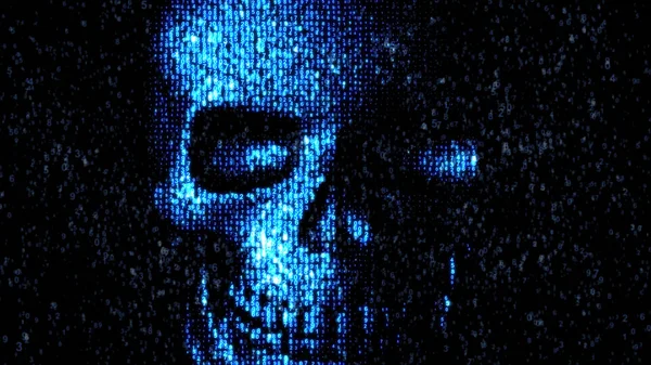 Internet tehlikede. Kötü amaçlı kod hacker. Kafatası