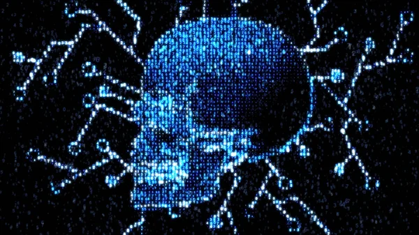 Danger in the Internet. Malicious code hacker. Skull — Stock Photo, Image