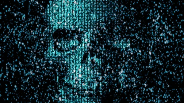 Danger in the Internet. Malicious code hacker. Skull — Stock Photo, Image