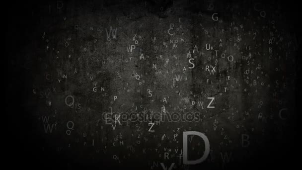 Um monte de letras voando em um velho fundo grunge — Vídeo de Stock