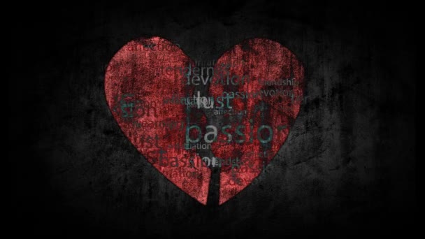 Broken heart on grunge background — Stock Video