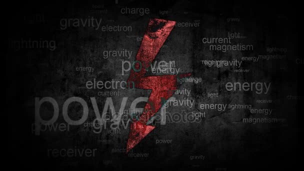 Символ силы с синонимами слов. энергетическая концепция — стоковое видео