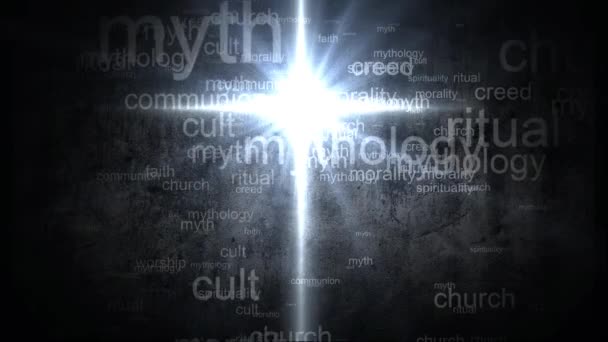 Religion faith cross. Words synonyms for religion — Stock Video