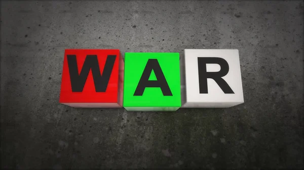战争的战争概念的彩色正方形。战争是什么 — 图库照片