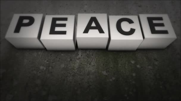 The concept of the word WORLD. What does the word peace. PEACE — Stock Video