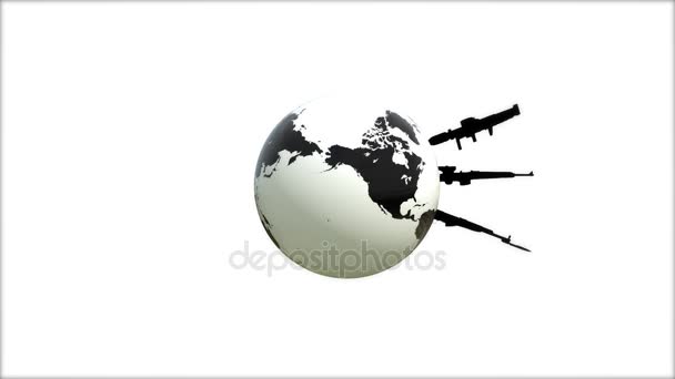 La guerre sur la planète. Points chauds sur la carte du monde. Atterrissage sur garde — Video