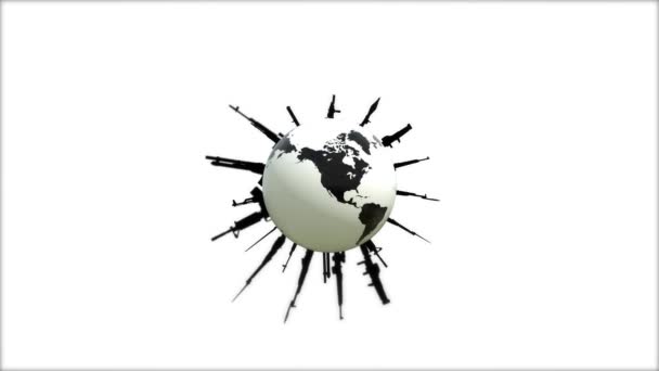 地球上の戦争。世界マップ上のホット スポット。ガードを土地します。 — ストック動画