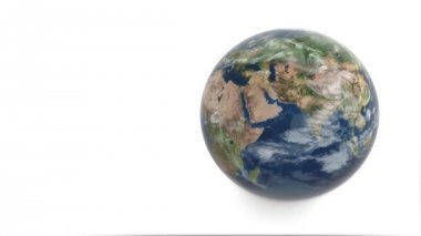 planet Earth 3D modeli. Beyaz bir arka plan üzerinde dünya döner
