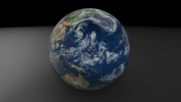 Modèle 3D de la planète Terre. La Terre tourne sur un fond blanc 