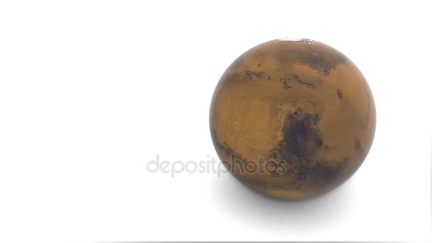 A Terra gira sobre um fundo branco. Modelo 3d do planeta Marte . — Vídeo de Stock