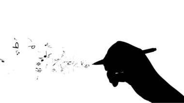 Yazar müzik oluşturur. Eller müzik yapmak