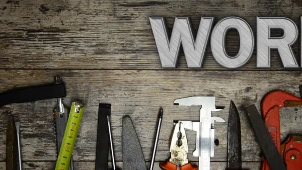 Wort "Wort" mit vielen Werkzeugen — Stockvideo