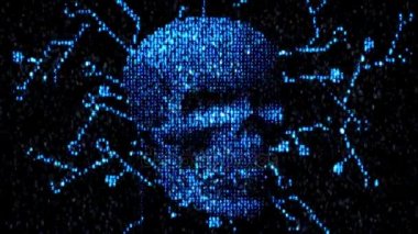 Internet tehlikede. Kötü amaçlı kod hacker. Kafatası