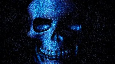 Internet tehlikede. Kötü amaçlı kod hacker. Kafatası
