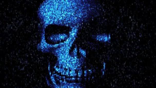 A veszélyt az interneten. Hacker rosszindulatú kódot. Koponya — Stock videók