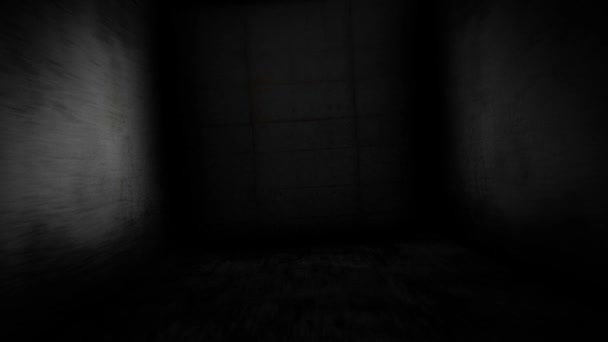 Korkutucu koridor. Kafatası karanlık koridorda — Stok video