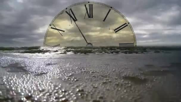 Vê depressa. Relógio Time Lapse. Calendário do mar — Vídeo de Stock