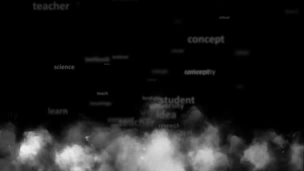 O conceito de aprendizagem. Nevoeiro com palavras de aprendizagem — Vídeo de Stock