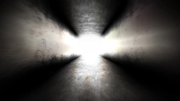 "就像"在黑暗的走廊。隧道尽头的一盏灯 — 图库视频影像