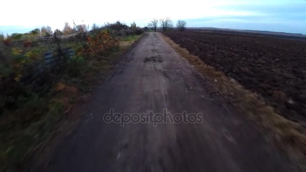 Der steinige Weg. die alte düstere Straße. die landwirtschaftliche Straße. — Stockvideo