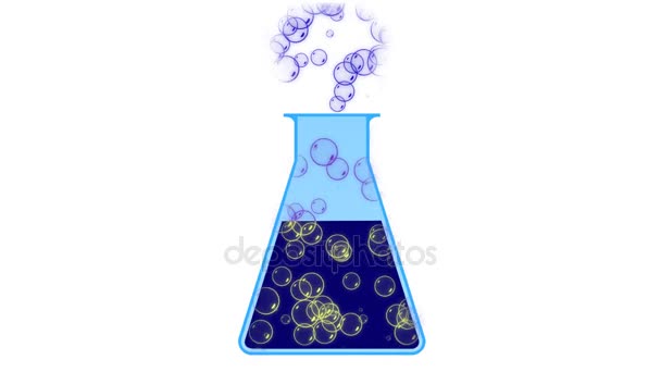 Una reacción química. Reacción química animada en el recipiente — Vídeos de Stock