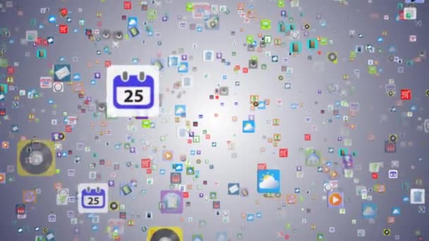 Aplicação móvel. Muitos ícones de aplicativos móveis — Vídeo de Stock