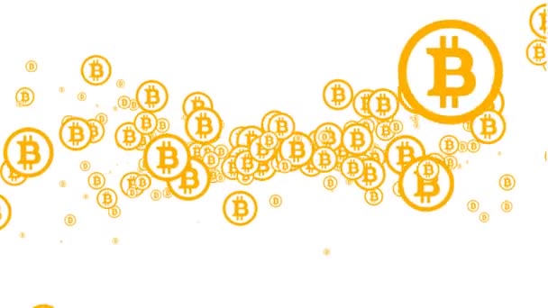 Elektronische Bitcoins. Bitcoin innerhalb des Netzwerks. Kryptowährung. — Stockvideo
