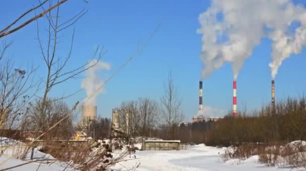 Lapso de tempo de uma usina térmica. Operação da central eléctrica . — Vídeo de Stock