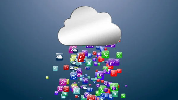 Dados de mídia de armazenamento em nuvem. Arquivo. Armazenamento de dados online. Ilustração 3D . — Fotografia de Stock