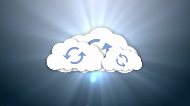 Armazenamento online de dados Armazenar informações na nuvem. Armazenar informações na nuvem . — Vídeo de Stock