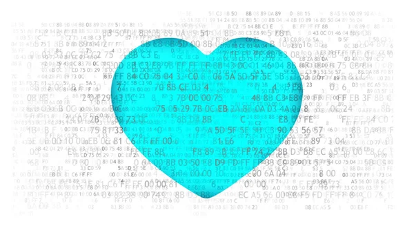 Love and computer programming. Electronic heart — Stock Photo, Image