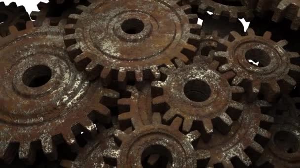 The brain comes up with a new idea. Idea is the key to success. Rusty gears spinning. — Stock Video