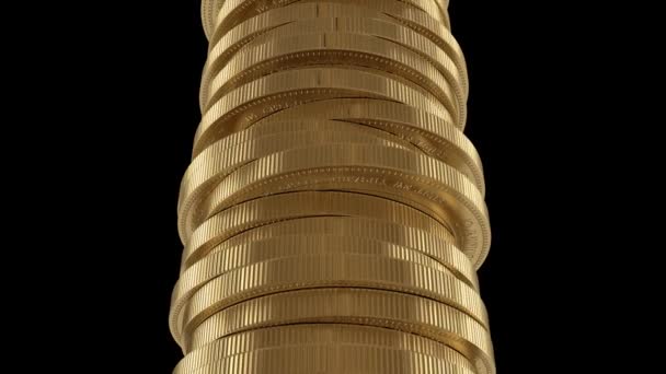 A stack of gold coins. The concept of success and wealth. Much money.
