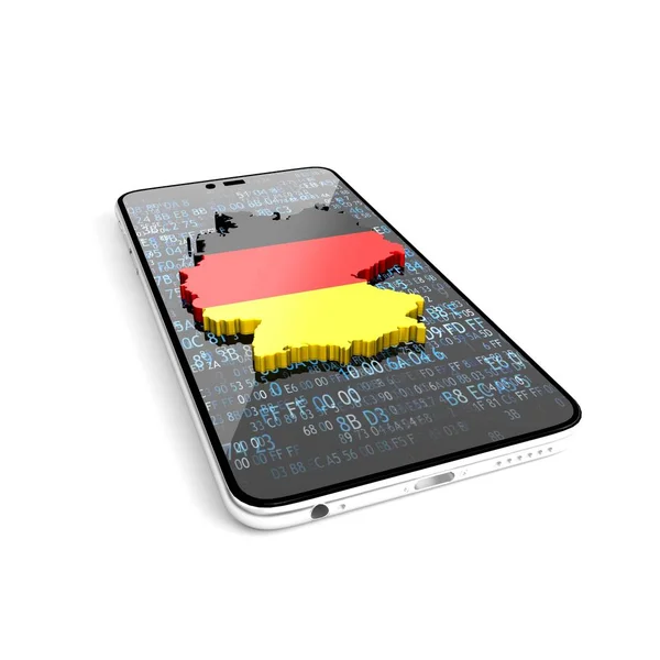 Map of Germany on the phone. Guide to Germany. How to get to Germany. 3D illustration. 스톡 이미지