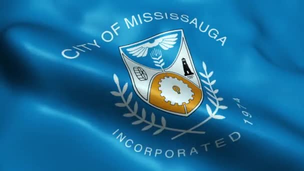 Schwenken Kanada City Flag Von Mississauga Seamless Looping — Stockvideo