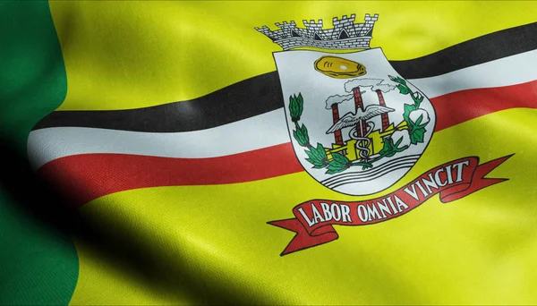 Waving Brazílie City Flag Birigui Closeup View — Stock fotografie