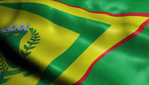 Κυματίζοντας Σημαία Της Πόλης Της Βραζιλίας Bauru Closeup View — Φωτογραφία Αρχείου