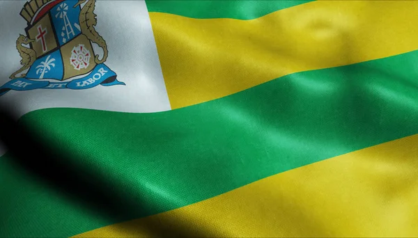 Zwaaien Brazilië Stad Vlag Van Aracaju Closeup View — Stockfoto