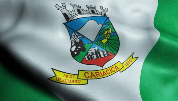 Waving Brazilia City Flag Cariacica Closeup View — Fotografie, imagine de stoc