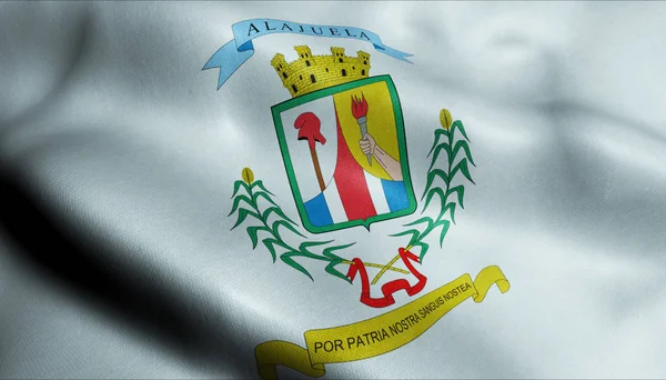 Viftande Flagga Alajuela Provinsen Costa Rica Närbild — Stockfoto