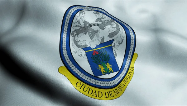 Viftande Flagga Nueva Segovia Institutionen För Nicaragua Närbild — Stockfoto