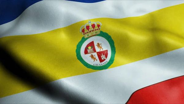 Schwenken Granada Department Flagge Von Nicaragua Nahaufnahme — Stockfoto
