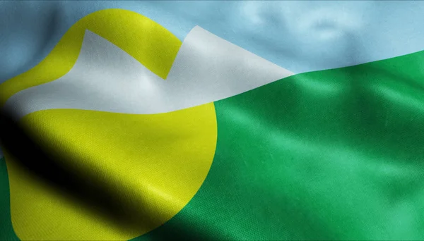 Κυματίζοντας Σημαία Της Πόλης Της Βραζιλίας Montes Claros Closeup View — Φωτογραφία Αρχείου
