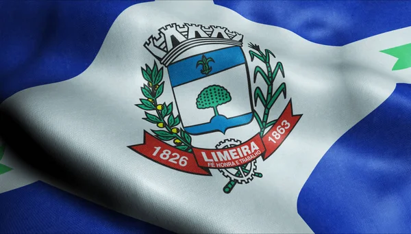Bandeira Cidade Limeira Vista Closeup — Fotografia de Stock